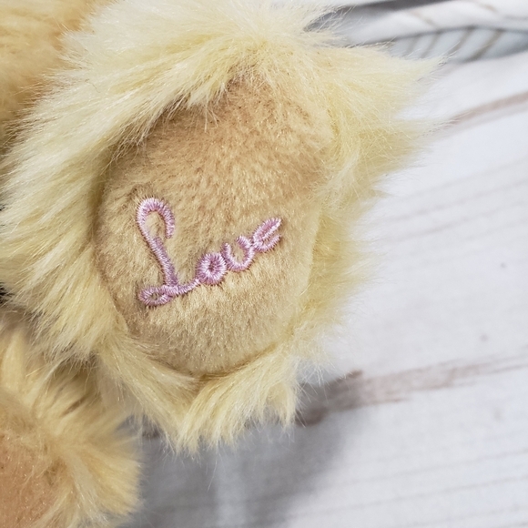 Russ Champagne Fluffy Teddy Bear With Pink Rose Love Embroidered 7 Inch 2010 - Picture 6 of 10
